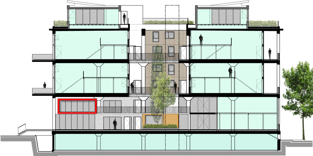 Plans de coupe du bâtiment